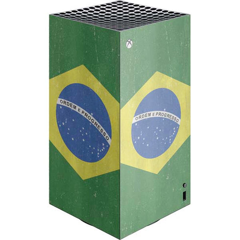 Brazil Flag Distressed XBox Series X Digital Edition Console Skin